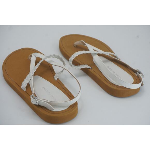Stuart Weitzman White Contempo Braided Leather Thong Strap Sandals SZ 6 New $250 - Picture 8 of 10